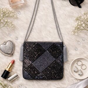 Elegant Black Sequin Crossbody Bag